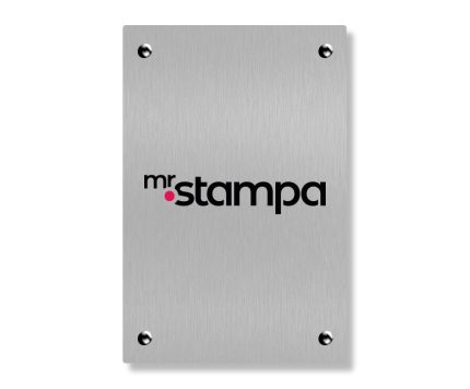 Targa Alluminio Silver rettangolare verticale Classic