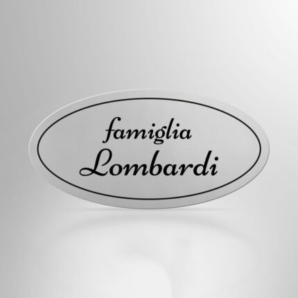 Targhetta Alluminio silver ovale